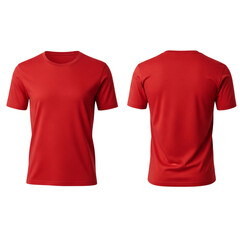 Red Microfiber T-Shirt Mockup. Front and Back View.