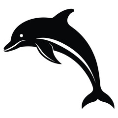 Fototapeta premium Graceful Black Dolphin Leaping Illustration, Marine Animal Graphic, Ocean Life Icon