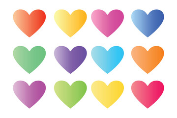 Colorful Hearts Vector, set of Cute Hearts design