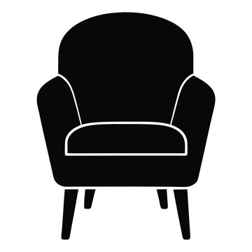 recommend clip art: Isolated Armchair Illustration Black Silhouette of Stylish Lounge Chair on White Background