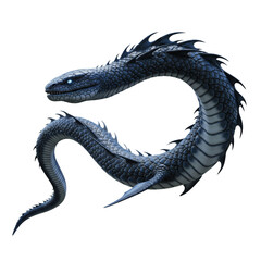 Obraz premium Blue scaly dragon with glowing eyes on transparent background