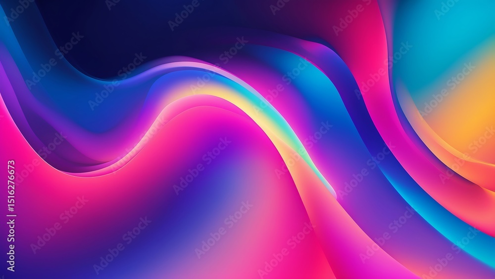 Poster Abstract colorful wavy background with dynamic fluid shapes and gradient design