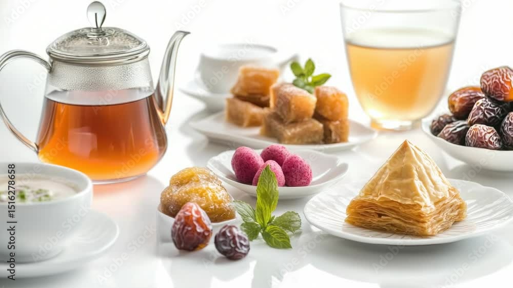 Poster a table set with plates and cups for a tea party or gathering