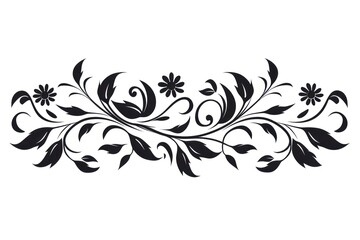 Floral border vector Ornament divider pattern drawing white.