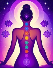 a woman's back showing the 7 chakras for tantric massage and meditation 