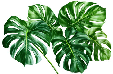 Isolated Five Monstera Leaves