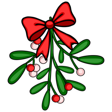 red bow mistletoe sprig christmas decoration clip art preview