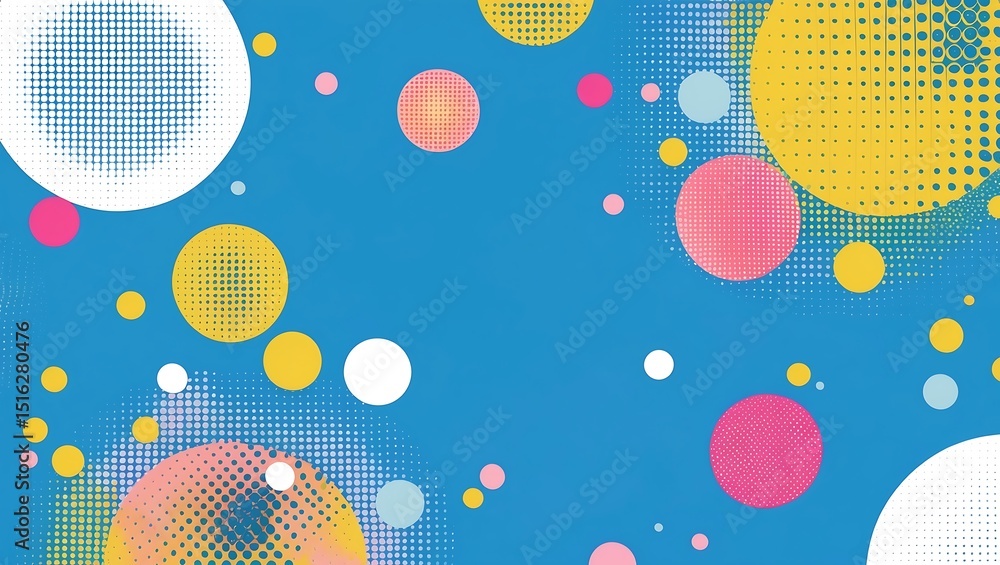 Poster colorful abstract background with dotted circles in various shapes and sizes