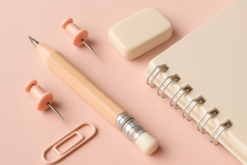Pastel Pink Stationery Set on a Pink Background