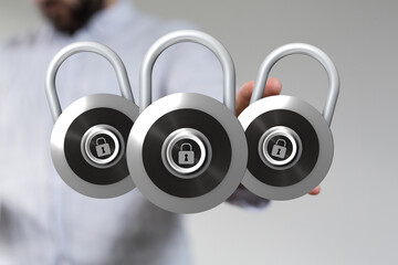 Secure your data with robust online protection.  Image of three padlocks symbolizes strong security.
