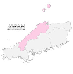 日本地図 中国地方 島根県 県境有り 03