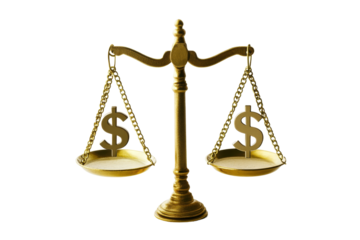 Isolated Golden Scale with Dollar Symbols