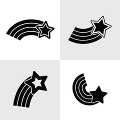 Obraz premium Set of Rainbow Stars and Falling Stars Icons – Colorful Celestial Vector Elements for Fantasy, Celebration, Magic, Party, Dreamy Themes, and Graphic Design Projects