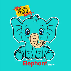 Cute elephant cartoon, Flat Vector Illustration