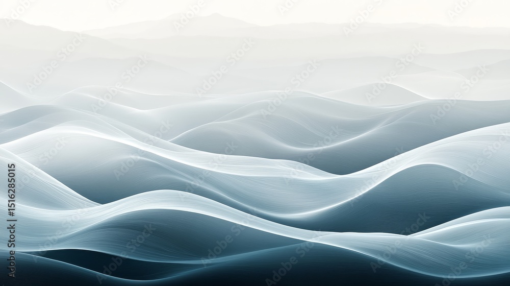 Aufkleber abstract background, dynamic metallic silver waves flowing on a soft monochromatic gradient