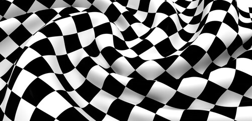 High-resolution image of a waving checkered flag, perfect for racing, sports, or competition themes.