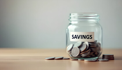 Budgeting and Saving Illustrated by Glass Jar with Coins