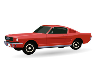 Red Vintage Car Vector Illustration – Retro Classic Automobile for Kids Decor, Business Design, and Transportation Concepts
