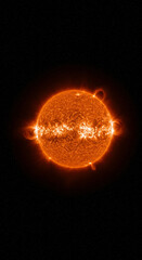 Glowing Solar Flare Display in Space with Transparent Background