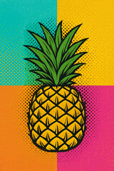 Pop Art Pineapple &ndash; AI Enhanced from Original Photograph