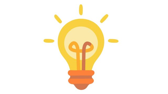 Light bulb logo in cartoon animation. Brainstorming an innovative idea icon. Creative solution symbol. Alpha channel. Seamless looping.