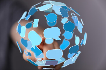 Abstract image depicting global communication and social media interaction.