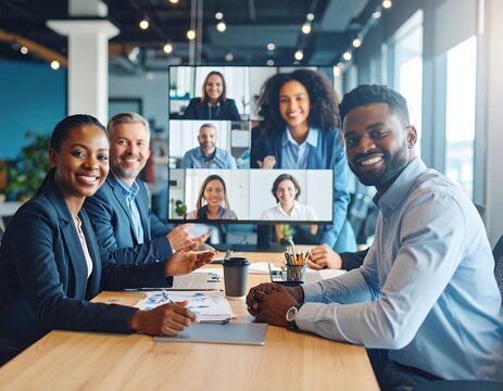 Diverse business team in video conference (1)