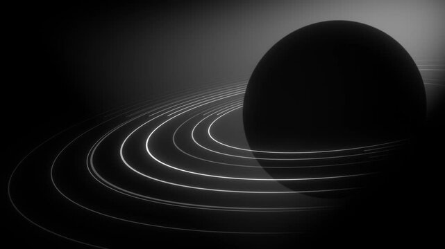 A seamless loop animation featuring a rotating planet with glowing orbital rings. The left side of the frame is intentionally left blank for inserting your logo or text, making it perfect for branding