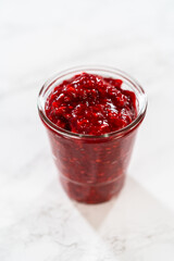 Fruity Delights - Raspberry Cake Filling in Glass Jar