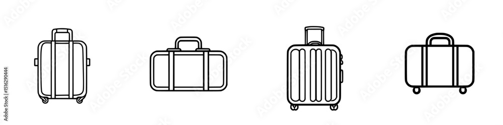 Poster collection of minimalist travel bag icons suitable for various digital and print applications in tra
