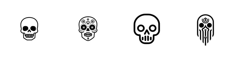 Fototapeta premium Collection of decorative skull icons suitable for various design projects and celebrations