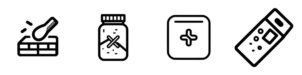 Icon set featuring various health and medical symbols for digital applications and design projects