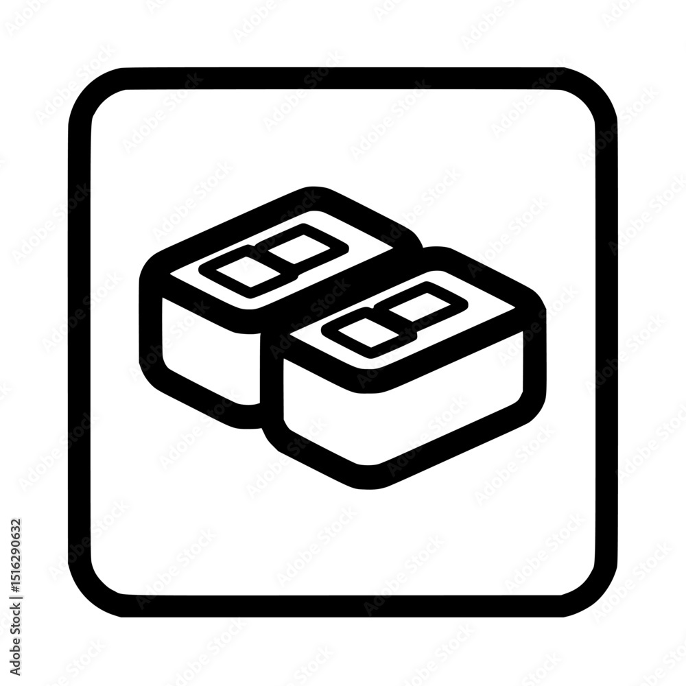 Poster icon set featuring two building blocks in a minimalistic design for creative projects and applicatio