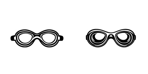 Fototapeta premium Icon set featuring various styles of swimming goggles in minimalist design