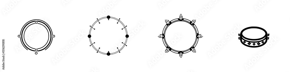 Poster icon set featuring various circular designs for creative projects and applications in digital media