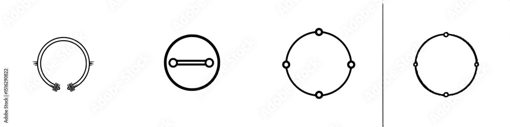 Poster variety of simple line icons depicting circular shapes suitable for various design projects and appl