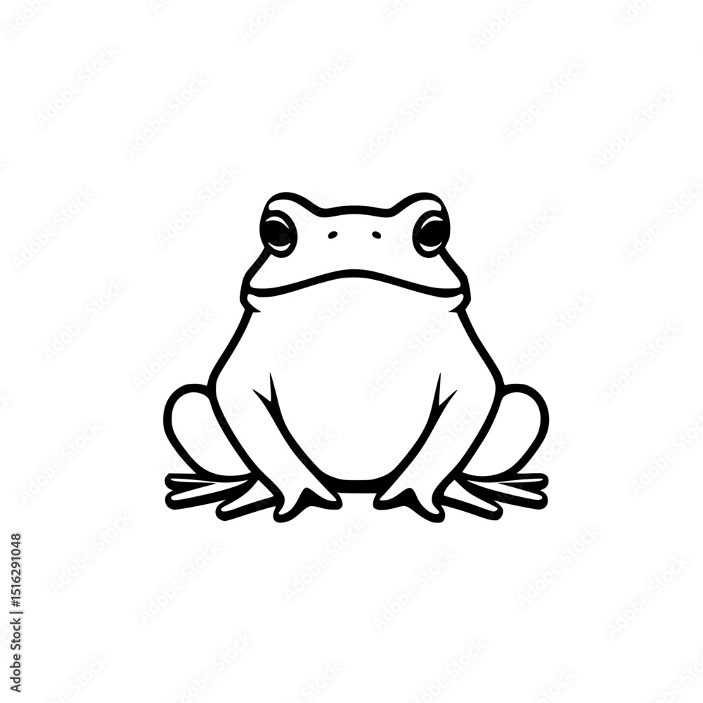 Poster fun and playful icon set featuring a simple line drawing of a frog design for various creative proje