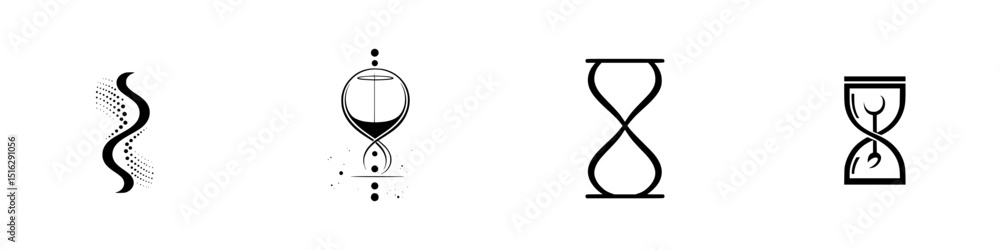 Poster unique icon set showcasing diverse hourglass designs with intricate patterns and shapes for versatil