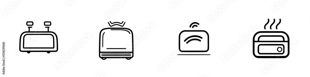 Aufkleber collection of simple icons representing various types of toasters for kitchen design and graphic pro