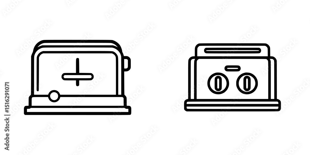 Poster icon set featuring two toaster designs for digital applications and user interfaces