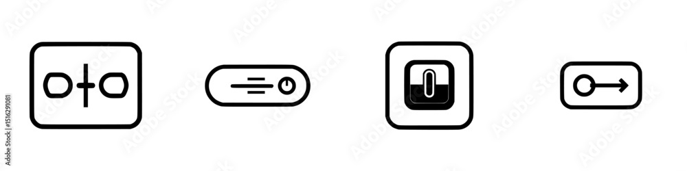 Poster icon set featuring simple symbols for digital interfaces and applications showcasing modern design e