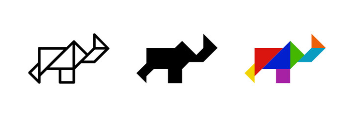 Elephant tangram icon. Perfect for wildlife or puzzle designs.