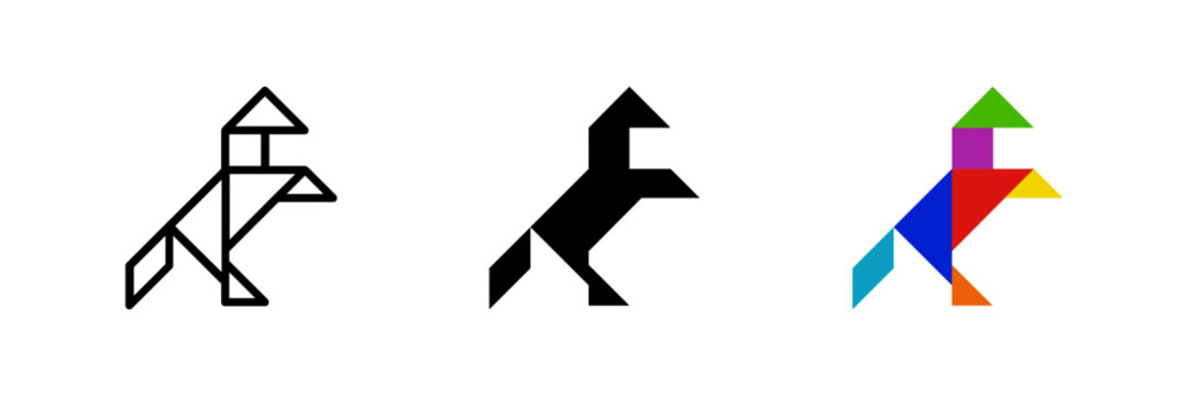 Horse tangram icon. Great for farm or puzzle designs.