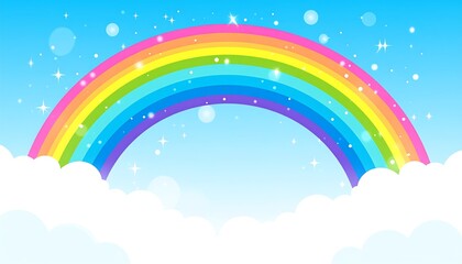 Rainbow Sky Cloudscape Background.