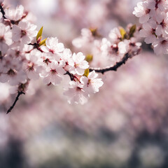 Obraz premium Spring composition with sakura flowers, soft focus. Background. 