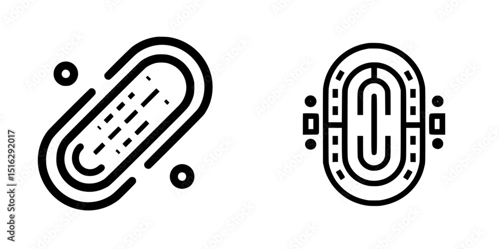 Poster icon set featuring stylized representations of sporting tracks in minimalistic design for graphic us