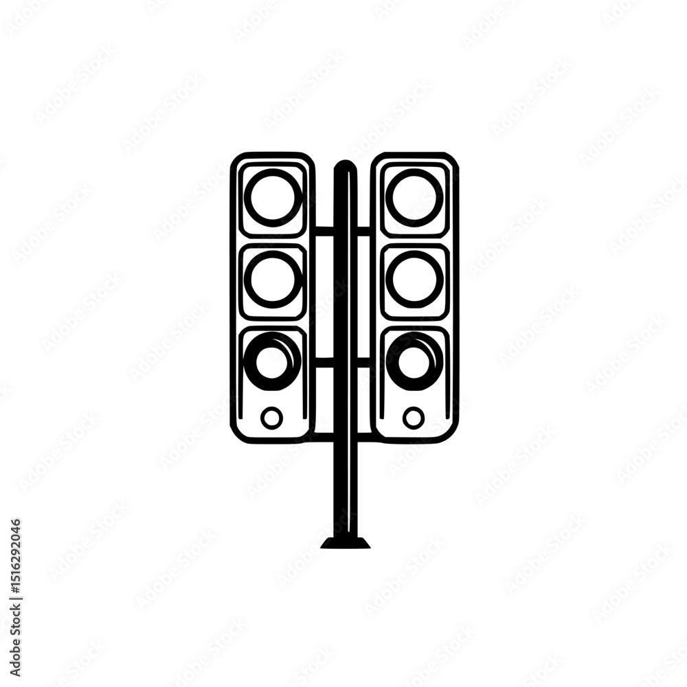 Poster icon set of traffic lights designed for digital applications and interfaces showcasing various color