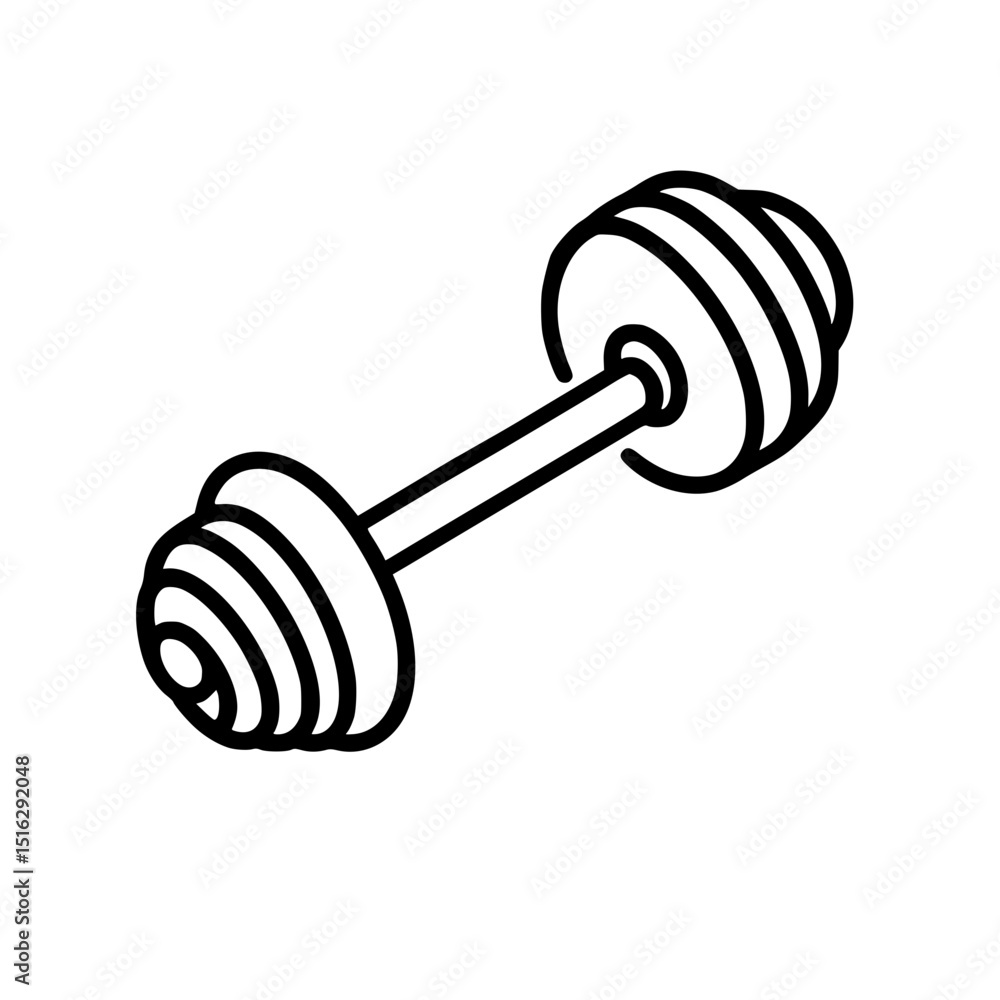 Poster dumbbell in minimalist style with single line outline vector design
