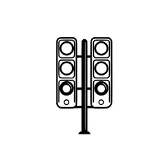 Icon set of traffic lights designed for digital applications and interfaces showcasing various colors and signals