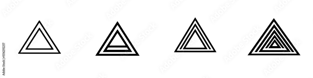 Poster collection of minimalist icon set featuring various triangle designs meant for modern applications a